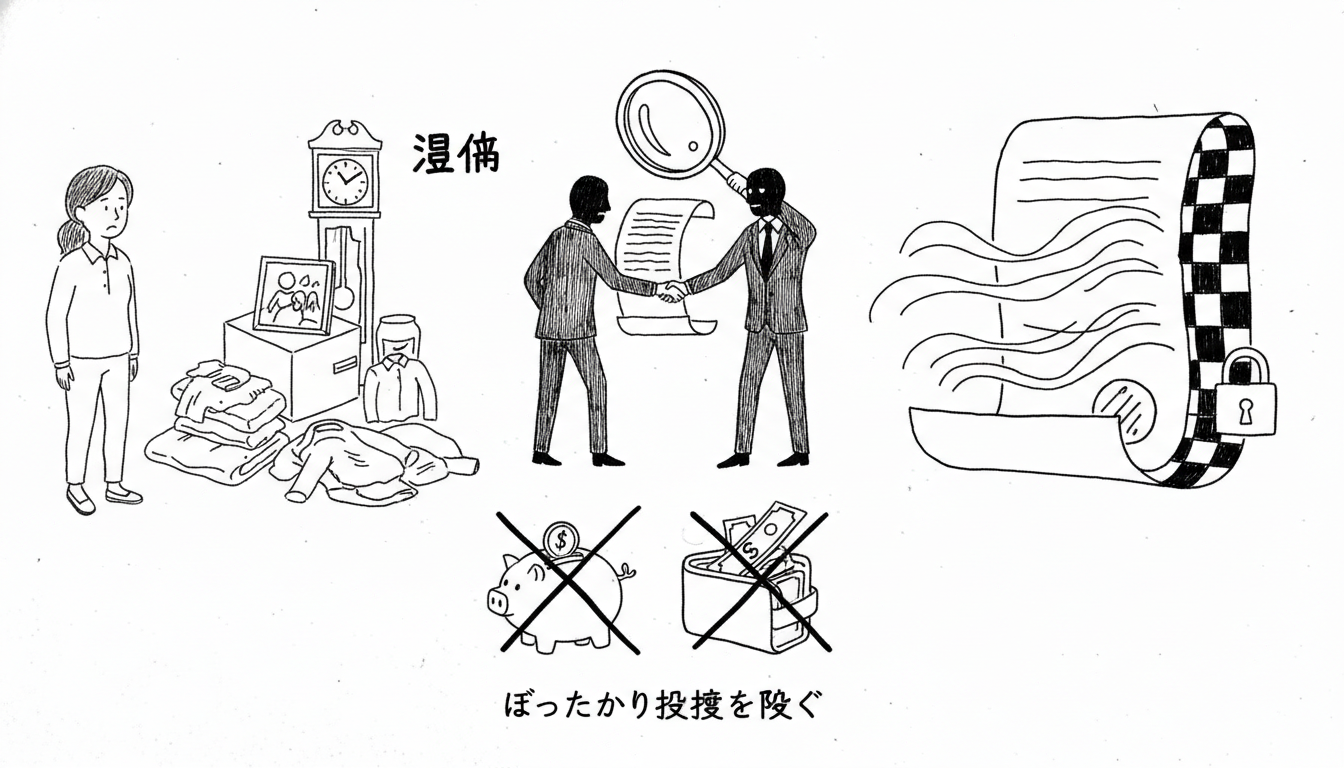 遺品整理業者のぼったくりを避けるには現地見積もりと書面確認が必須です